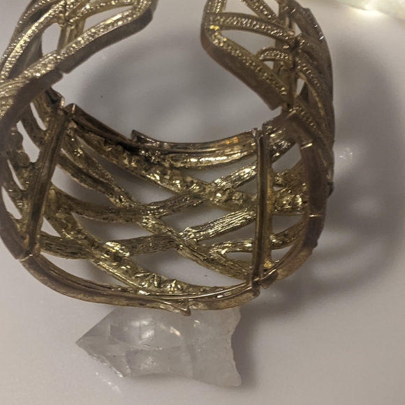 Lavender Jewel Encrusted Triple Hinge Cuff Bracelet - Picture 4 of 8